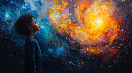 Wall Mural - magnificent spiral galaxy painting capturing the fiery essence of cosmic whirls in a vibrant universe