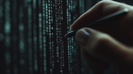 Poster - Hand with Stylus and Digital Lock Symbol