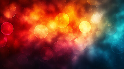 Wall Mural - vibrant circles in red to blue gradient evoke warmth and coolness in a dreamy abstract bokeh effect