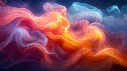 Wall Mural - dynamic dance of red and blue hues in an abstract art piece with glowing vibrant trails