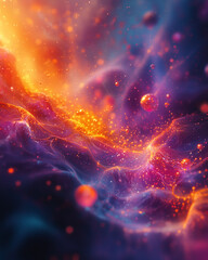 Wall Mural - abstract cosmic dance of golden sparks and vibrant swirls in a deep celestial ocean