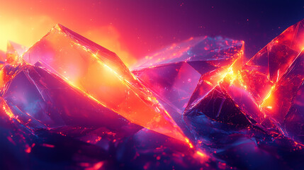 Wall Mural - visually captivating composition of fragmented geometric shards in vivid neon