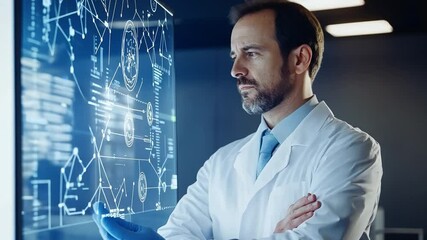 Poster - Physician employing AI diagnostic tools for precision medicine, isolated with modern visuals	