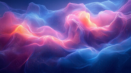 Wall Mural - flowing abstract waves of blue and pink on a cosmic background with a subtle glow
