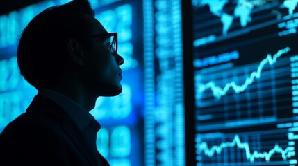 Poster - Analyzing financial trends stock market data visualization digital environment close-up perspective insightful analysis