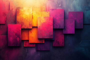 Wall Mural - stacked colorful blocks in shades of red and orange with cracked textures, creating a vibrant three-dimensional effect