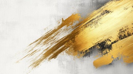 Poster - Dynamic golden brush strokes abstract art studio digital artwork creative space close-up view modern aesthetic for art enthusiasts