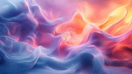 Wall Mural - vibrant waves in shades of blue and pink swirl dynamically under a universe of tiny stars