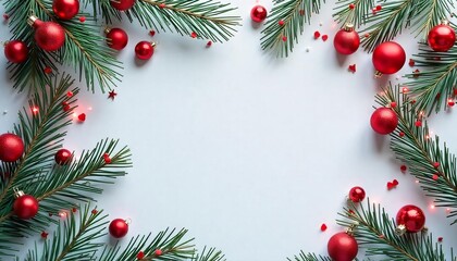 christmas background with christmas branches and balls