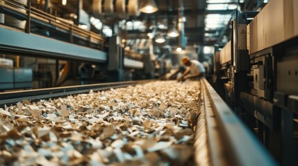 Aufkleber - manufacturing process industrial facility production workshop close-up view efficiency in waste mana