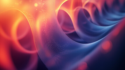 Wall Mural - flowing red and blue waves with glowing particles form a dynamic and textured abstract visualization