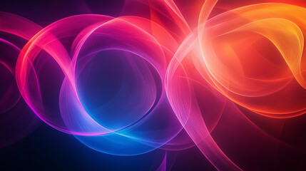 Wall Mural - swirling ribbons of pink and orange on a dark background offer a mesmerizing modern abstract expression