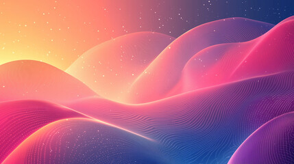 Wall Mural - abstract pink and purple hills under a starry sky create a serene and textured night landscape