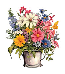 Wall Mural - a drawing of flowers in a pot