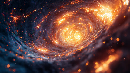 Wall Mural - golden spirals form a mesmerizing galaxy, with stars twinkling in the depth of cosmic whirls
