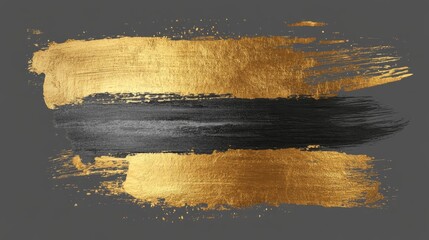 Poster - Dynamic gold and black brush strokes art piece abstract style digital artwork minimalist design artistic expression