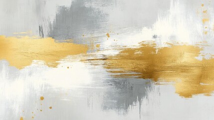 Poster - Dynamic abstract art featuring gold and gray colors modern interior painting contemporary style artistic viewpoint visual harmony