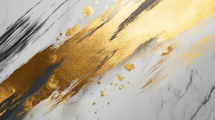 Poster - Artistic abstract design with gold accents digital creation modern aesthetic textured surface close-up view creative inspiration