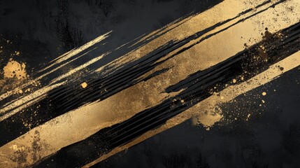 Poster - Dynamic gold and black abstract art contemporary design digital artwork minimalist style elevated perspective modern aesthetic