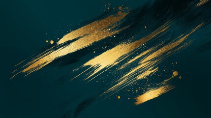 Poster - Dynamic gold brush strokes art abstract background digital illustration vibrant colors artistic expression modern design