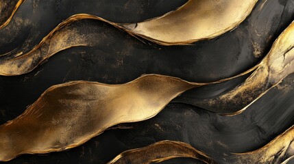 Poster - Elegant abstract gold and black waves modern art digital design contemporary style high-resolution luxury concept
