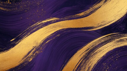 Poster - Dynamic gold and purple abstract artwork digital art modern aesthetics vibrant colors artistic perspective contemporary design