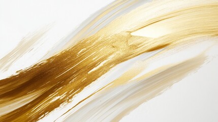 Poster - Dynamic gold brushstroke art abstract canvas modern artwork studio environment close-up view creative expression