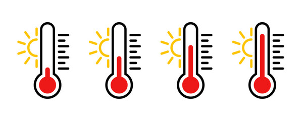 Wall Mural - thermometer with sun icon set