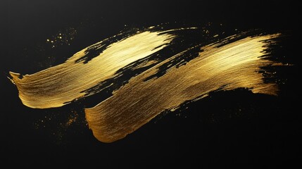 Poster - Dynamic golden brush strokes abstract art digital design minimalist setting close-up view luxury aesthetic for modern decor