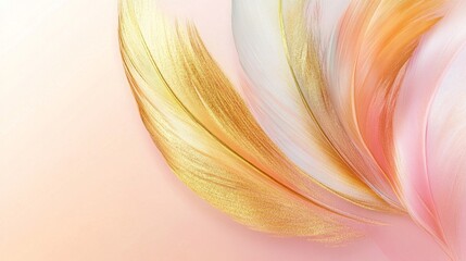 Poster - Elegant abstract feather design digital artwork soft color palette minimalist aesthetic close-up view modern art concept