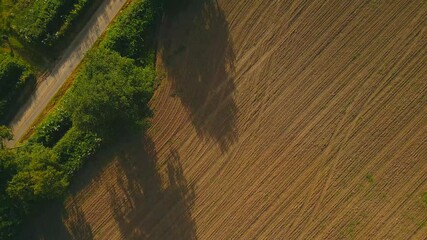 Poster - Aerial view of sunset over the Cheshire rural landscape with green fields