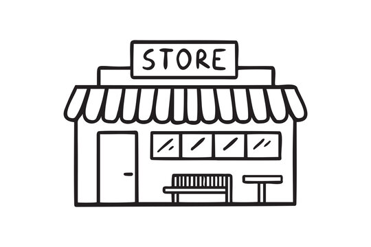 Vintage store doodle hand drawn icon. Store element drawing