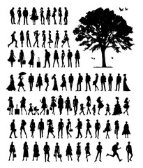 Wall Mural - Vector Silhouette People For Architects and Designers Tree Included