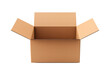© SALEEM - Opened empty shipping box isolated on transparent background. Generative ai
