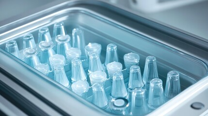 Poster - Ultrasonic scaler tips arranged in a professional tray for dental procedures.
