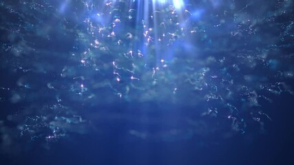 Wall Mural - Magic Falling Christmas Particles on Blue Background