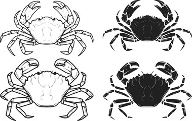 Wall Mural - Set of crab illustrations. Crab seafood. Design element for logo, label, sign, poster, flyer. Vector illustration