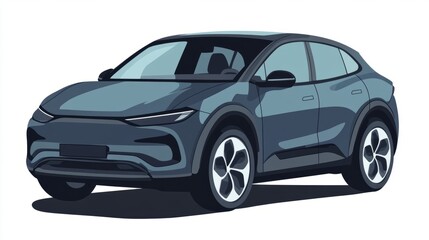 Poster - Transparent PNG mockup of an electric SUV highlighting its sleek lines, modern front fascia, and eco-friendly appeal.
