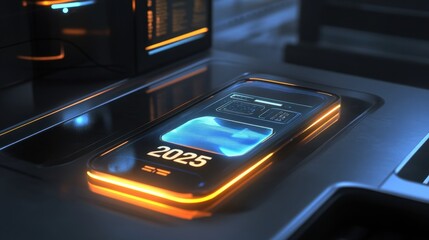 Poster - High-tech concept of a mobile phone with advanced 