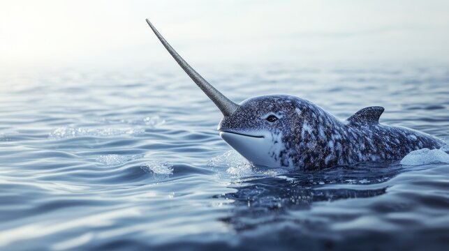 A smiling narwhal with a glittering tusk