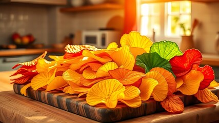 Wall Mural - Crispy Chip Snack Party - Vibrant Kitchen Food Photography