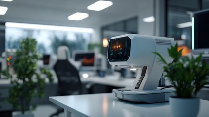 Canvas Print - Futuristic medical device on a desk in a modern office.