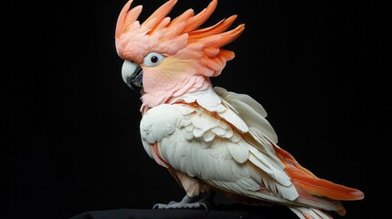Poster - A breathtaking portrait captures the beauty of a major cockatoo, displaying its vibrant crest and striking coloration against a dark backdrop