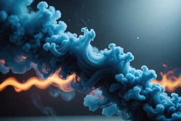 Wall Mural - Blue futuristic soft smoke gradient flow. Air flow. Fresh aroma. Curved lines background.