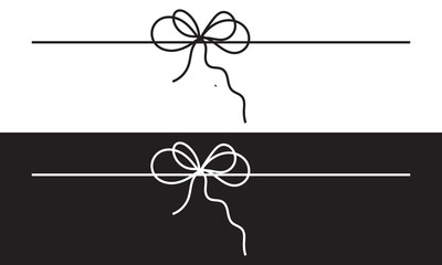 Poster - Gift bow line icon.  Outline minimal tie hand drawn sketch. Doodle drawing. Vector illustration. isolated on white and black background. EPS 10
