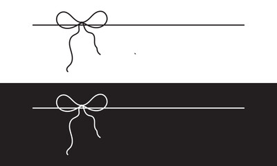 Poster - Gift bow line icon.  Outline minimal tie hand drawn sketch. Doodle drawing. Vector illustration. isolated on white and black background. EPS 10