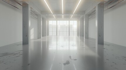 Leinwandbilder - A sterile, white, empty room with smooth walls, floor, and ceiling, slightly worn in places. The space is completely devoid of furniture or decoration.
