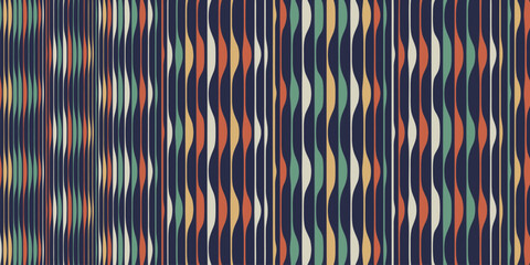 Poster - Dynamic geometric pattern with wavy lines and vibrant colors. Groovy and psychedelic vibe, perfect for backgrounds.