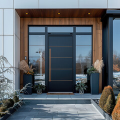 Aufkleber - Close-up of front door, house front, modern design architecture.