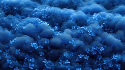 Abstract blue floral textile texture. Ideal for fashion, beauty, or artistic designs needing a serene, textured backdrop.